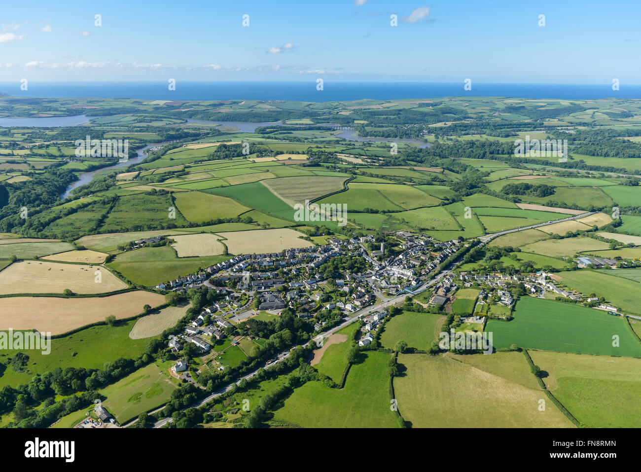 An aerial view of the village of Landrake and surrounding Cornish