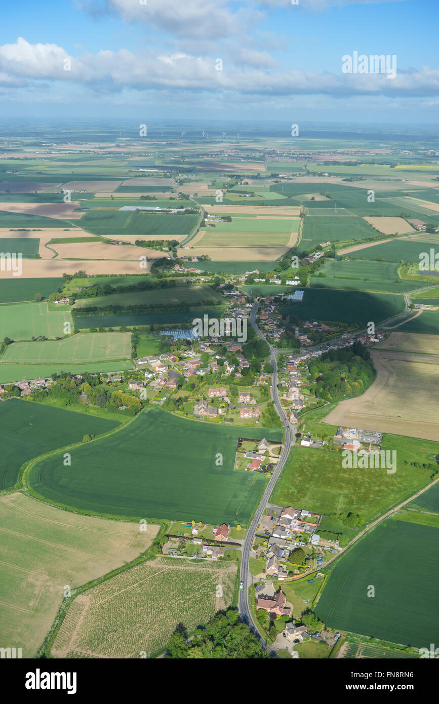 An aerial view of the hamlet of Kirton End and surrounding Lincolnshire