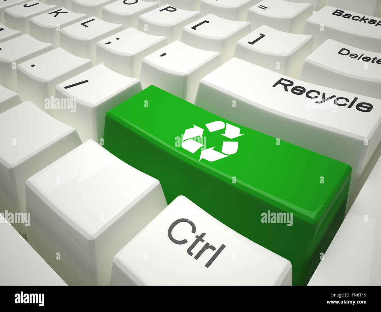 Green recycling on modern keyboard Stock Photo Alamy