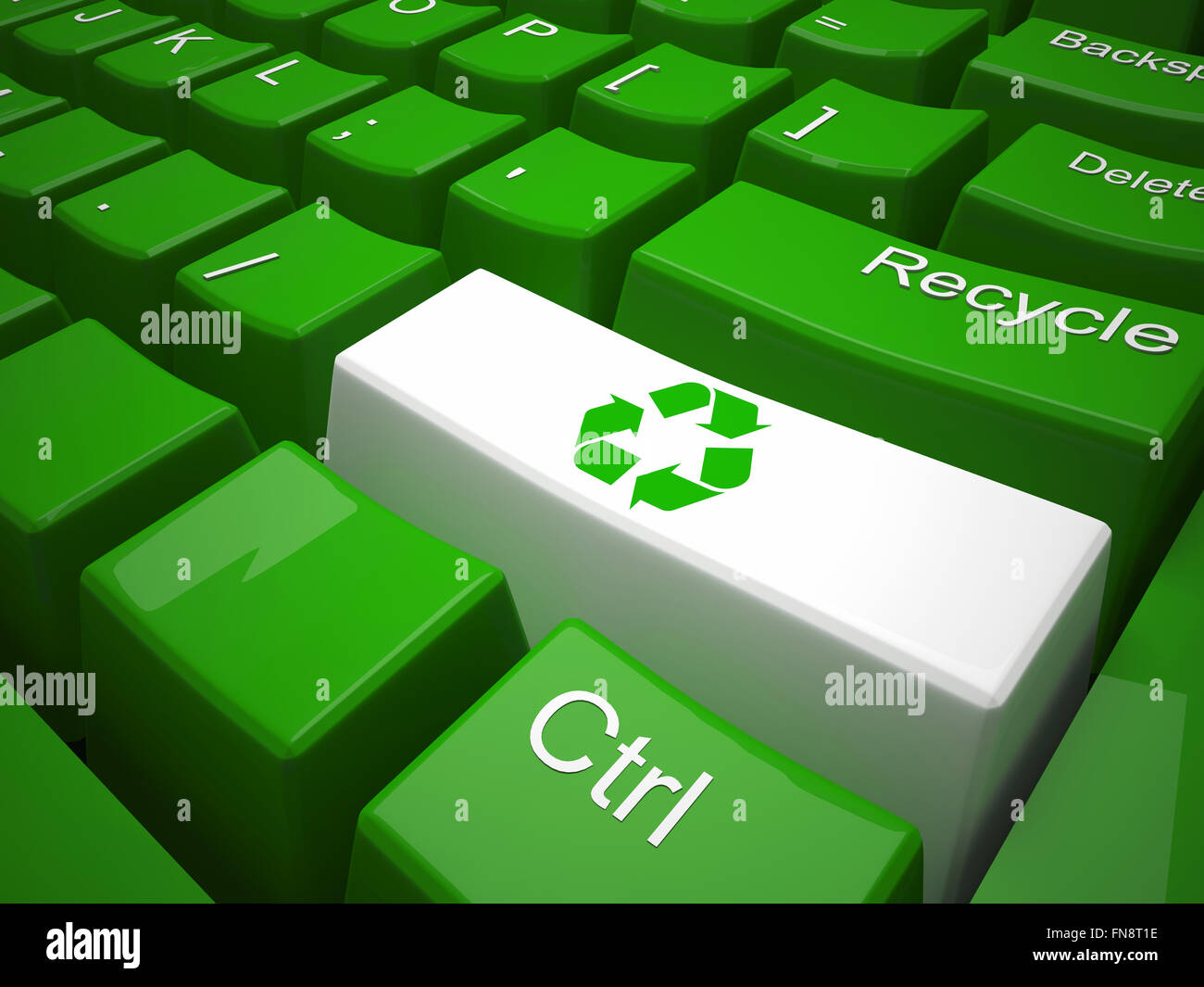 Green recycling on modern keyboard Stock Photo Alamy