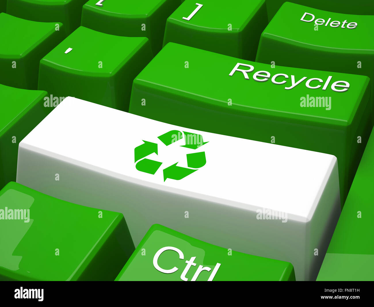 Green recycling on modern keyboard Stock Photo Alamy
