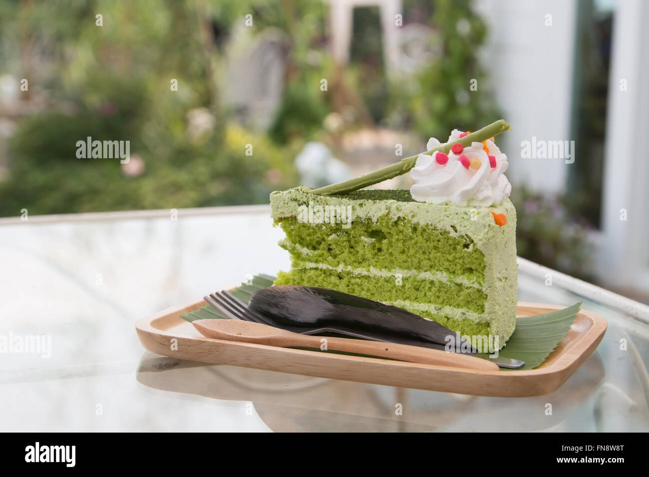 Green tea cake Stock Photo Alamy