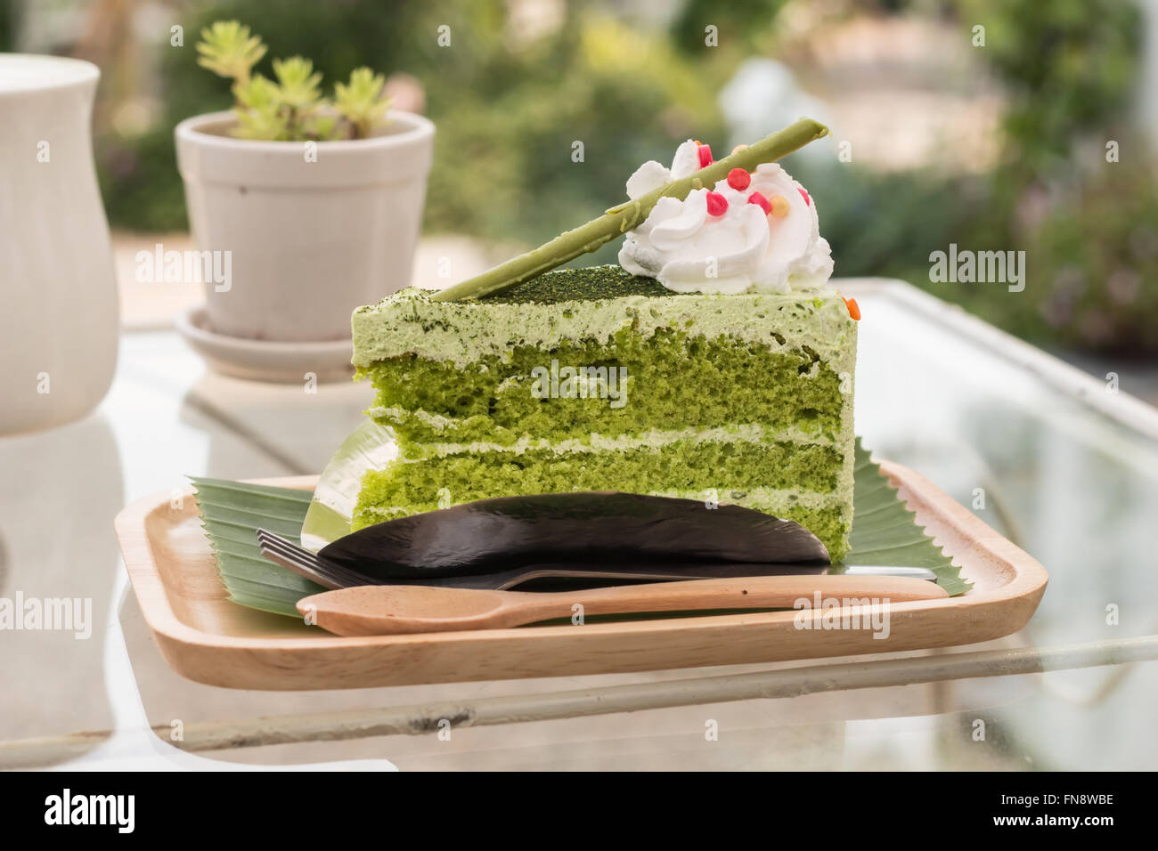 Green tea cake Stock Photo Alamy