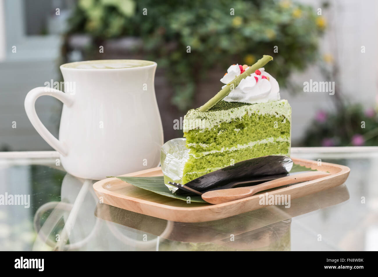 Green tea cake Stock Photo Alamy