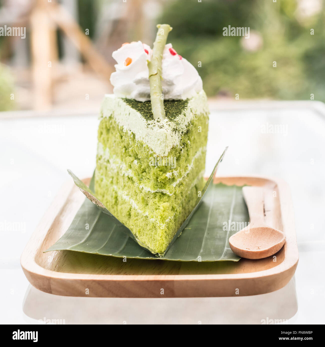 Green tea cake Stock Photo Alamy