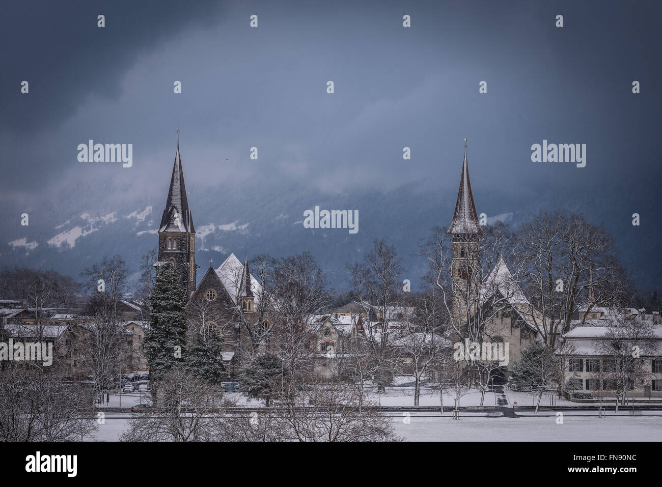 Interlaken in winter, Switzerland Stock Photo