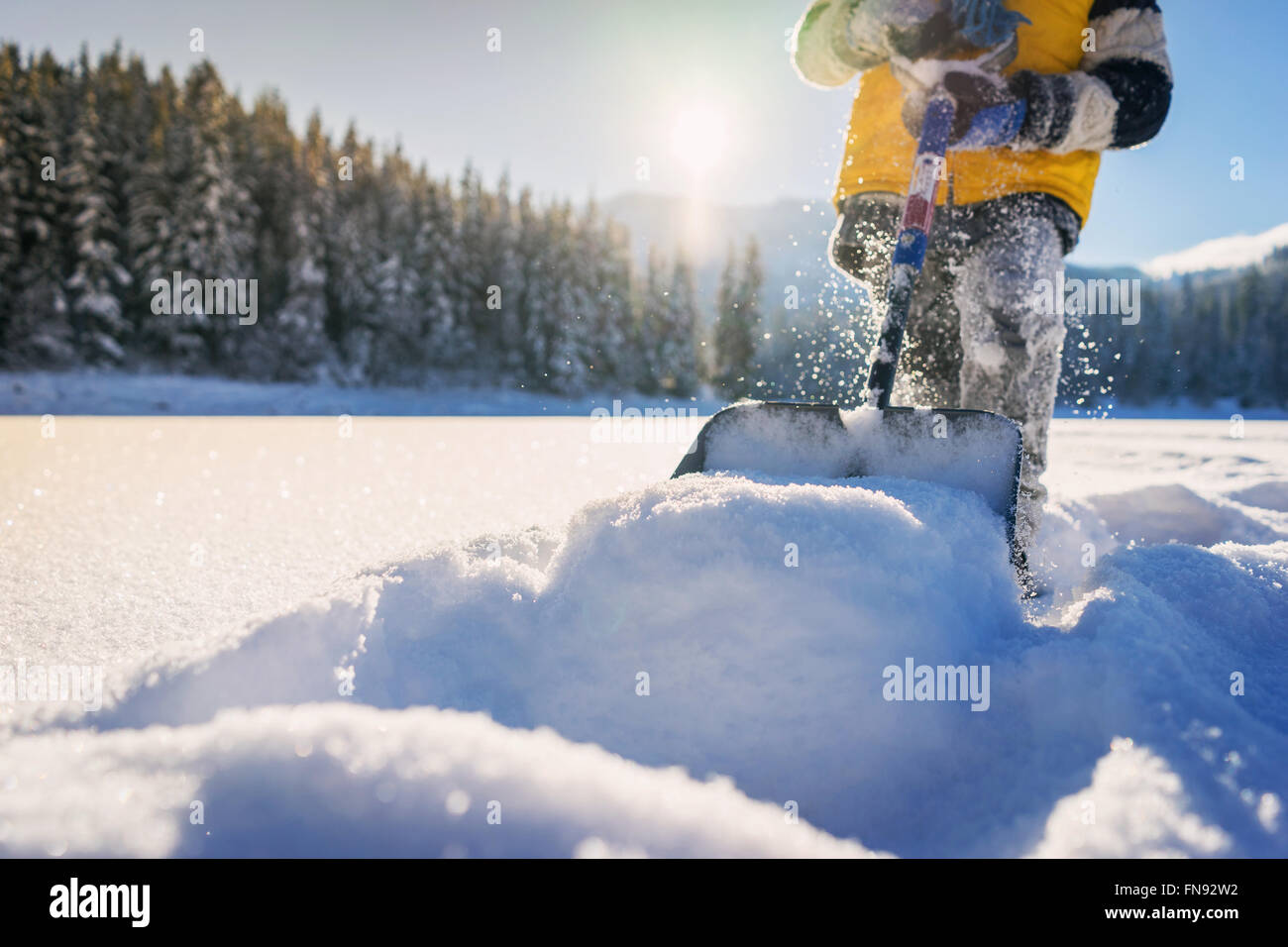 Stuff In Snow A boy playing in the snow hi-res stock photography and images - Alamy