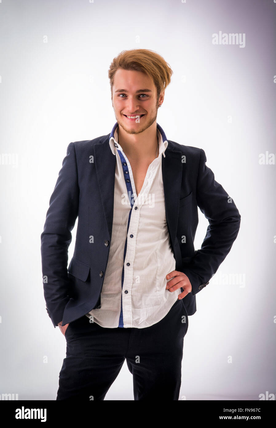 Portrait Of A Nice Young Attractive Man With Blue Eyes Stock Photo