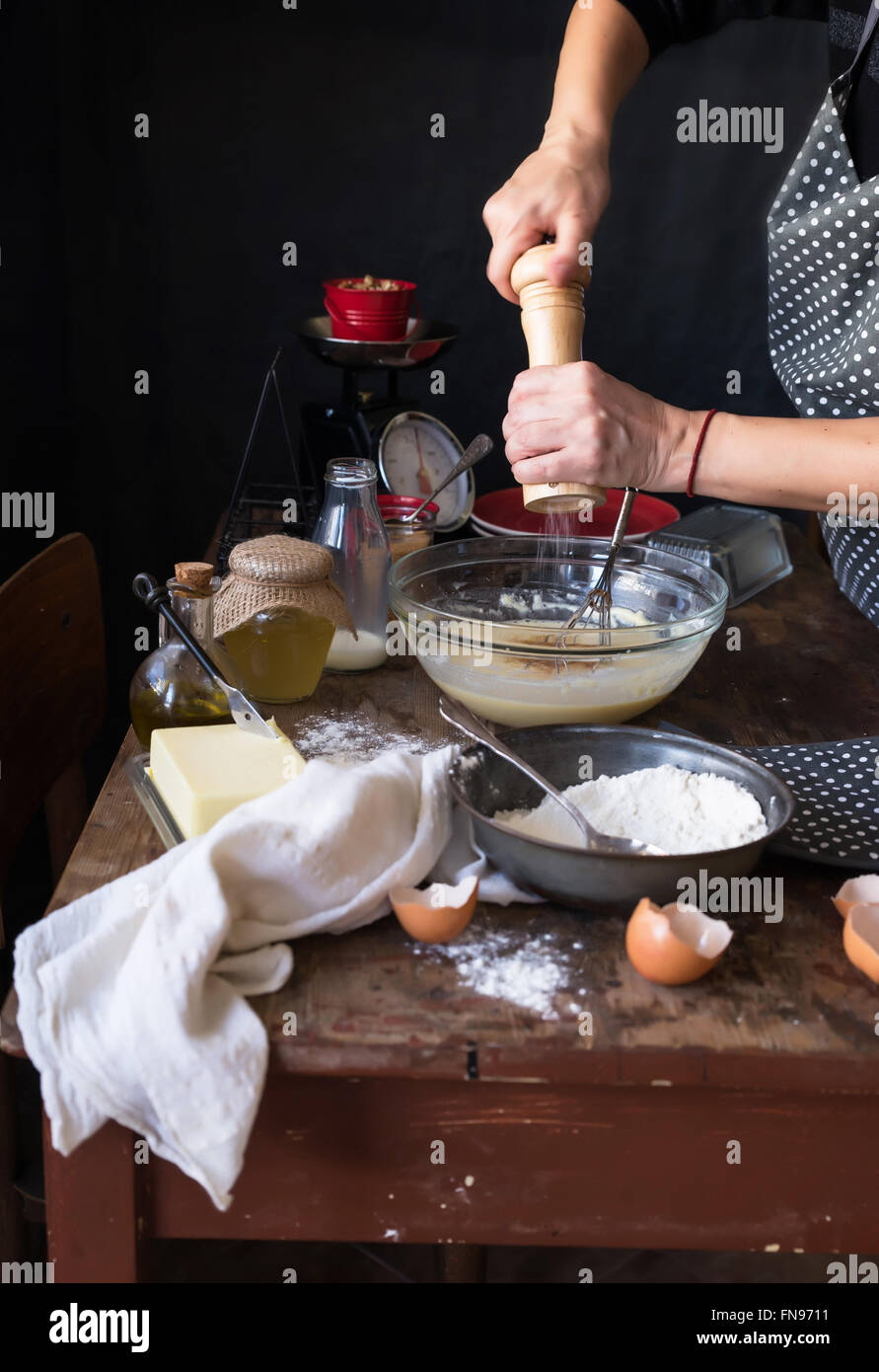 Woman baking in kitchen Stock Photo Alamy