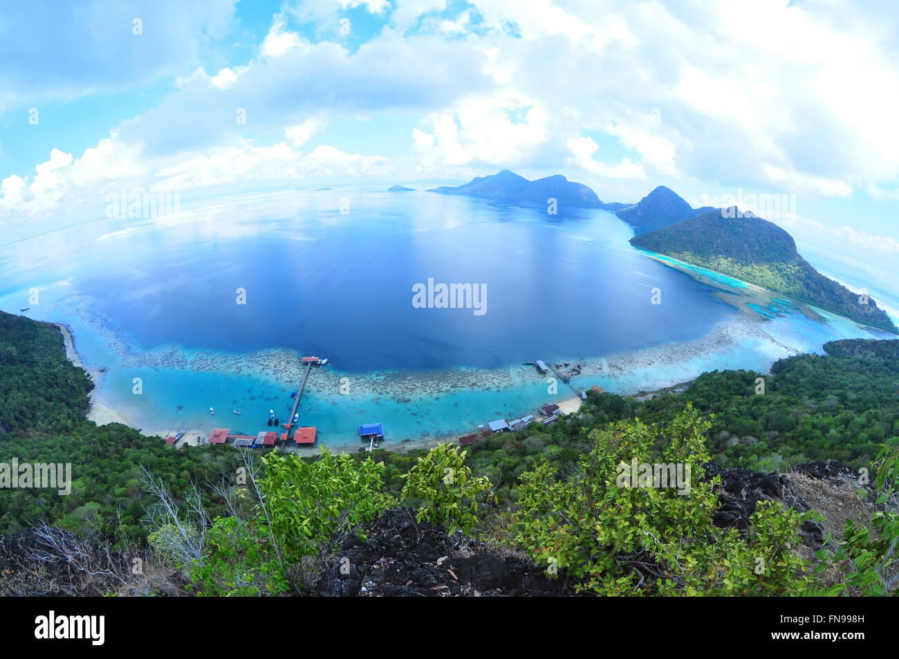 View of Tun Sakaran Marine Park from Bohey Dulang Island, Semporna, Sabah, Borneo, Malaysia Stock Photo