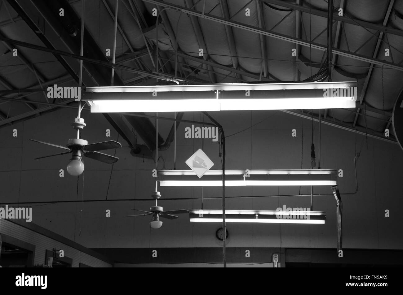 Watchful Lighting. Ceiling of energy. Stock Photo