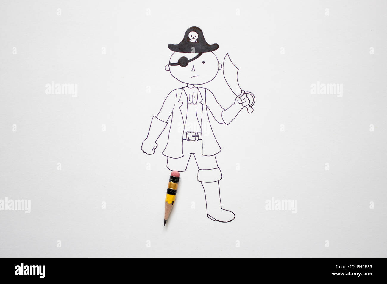 Conceptual drawing of a pirate with peg leg Stock Photo