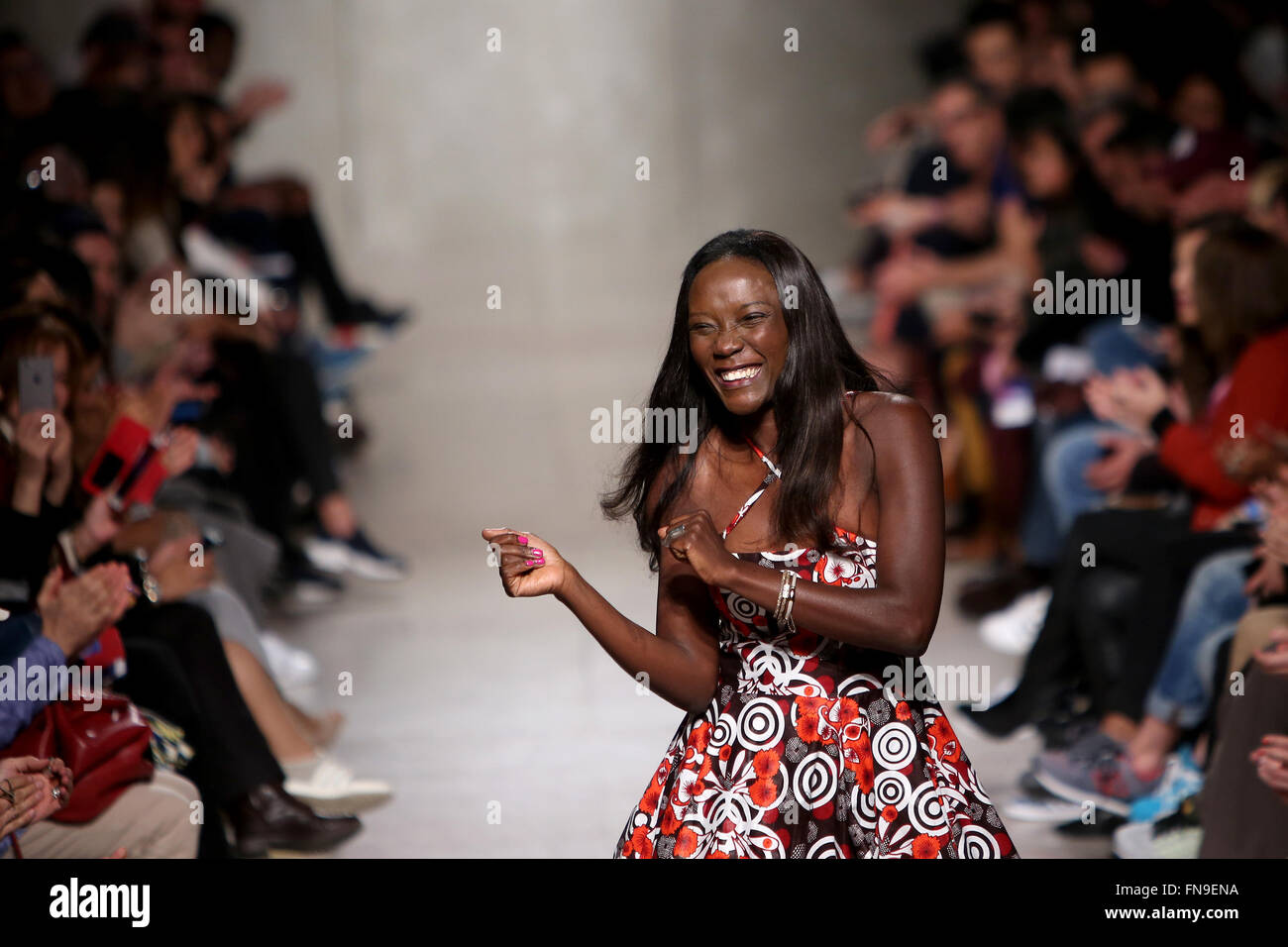 March 13, 2016 - Lisbon, Portugal - Angolan fashion designer Nadir Tati acknowledges cheers after presenting the Fall/Winter 2016/2017 collection during the Lisbon Fashion Week on March 11, 2016 in Lisbon, Portugal. (Credit Image: © Pedro Fiuza via ZUMA Wire) Stock Photo
