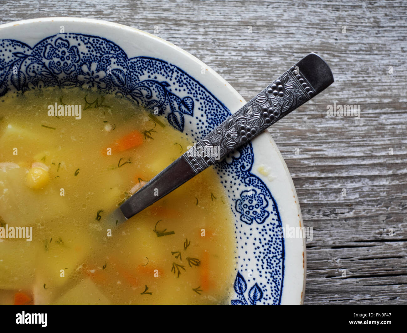Bowl of split pea soup Stock Photo