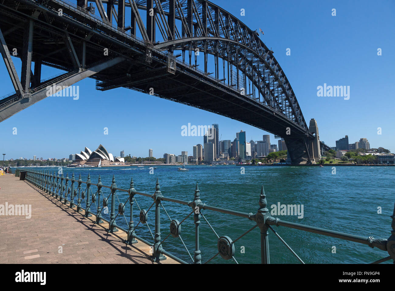 Sydney Harbour Bridge and Sydney Opera House, New South Wales, Australia. Stock Photo