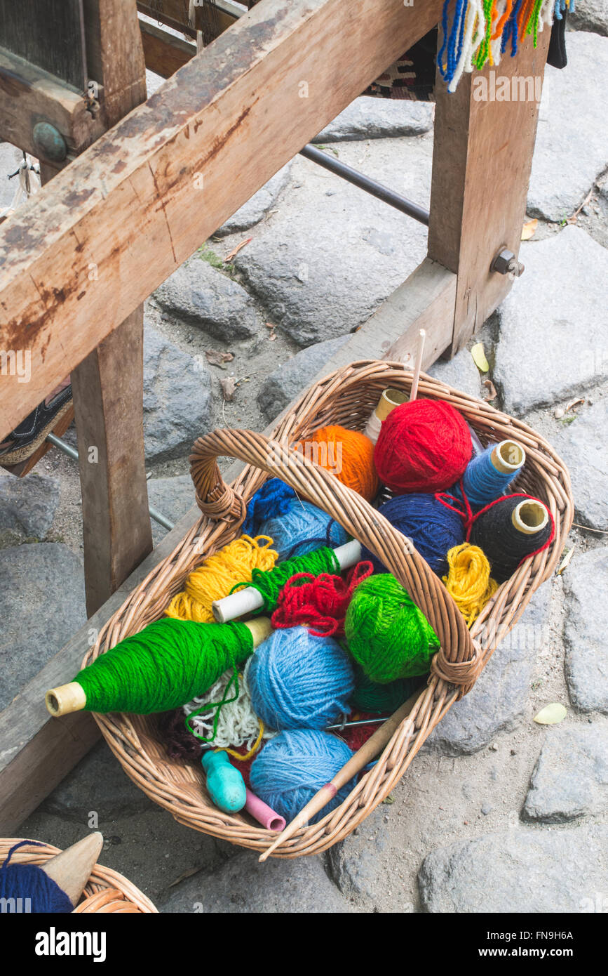 Balls of yarn for weaving carpets Stock Photo