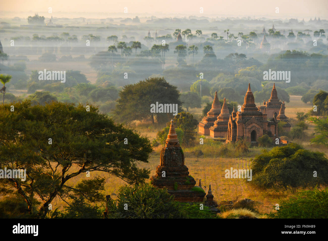 Ancient Temples in Bagan, Mandalay, Myanmar Stock Photo