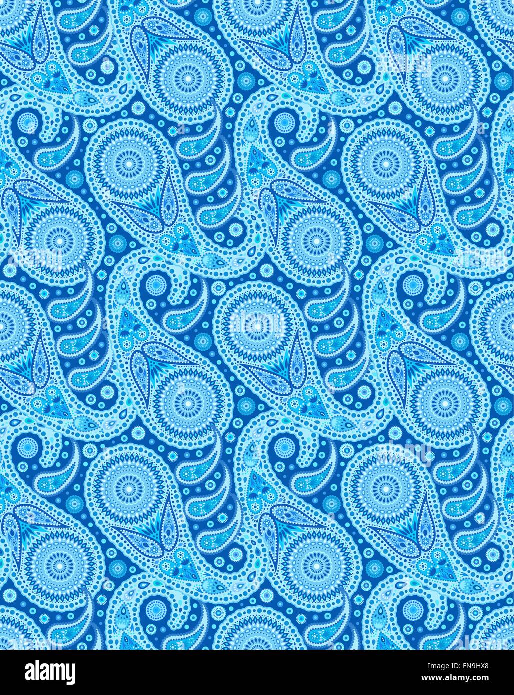 Starry Blue Paisley Pattern Stock Vector