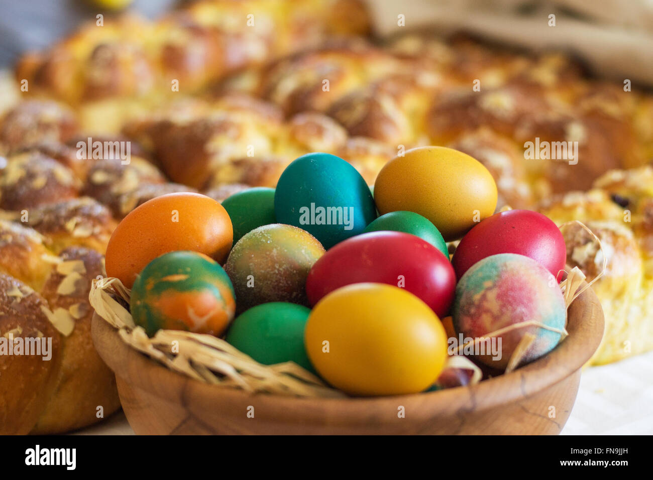 Bread pudding and easter eggs Stock Photo Alamy