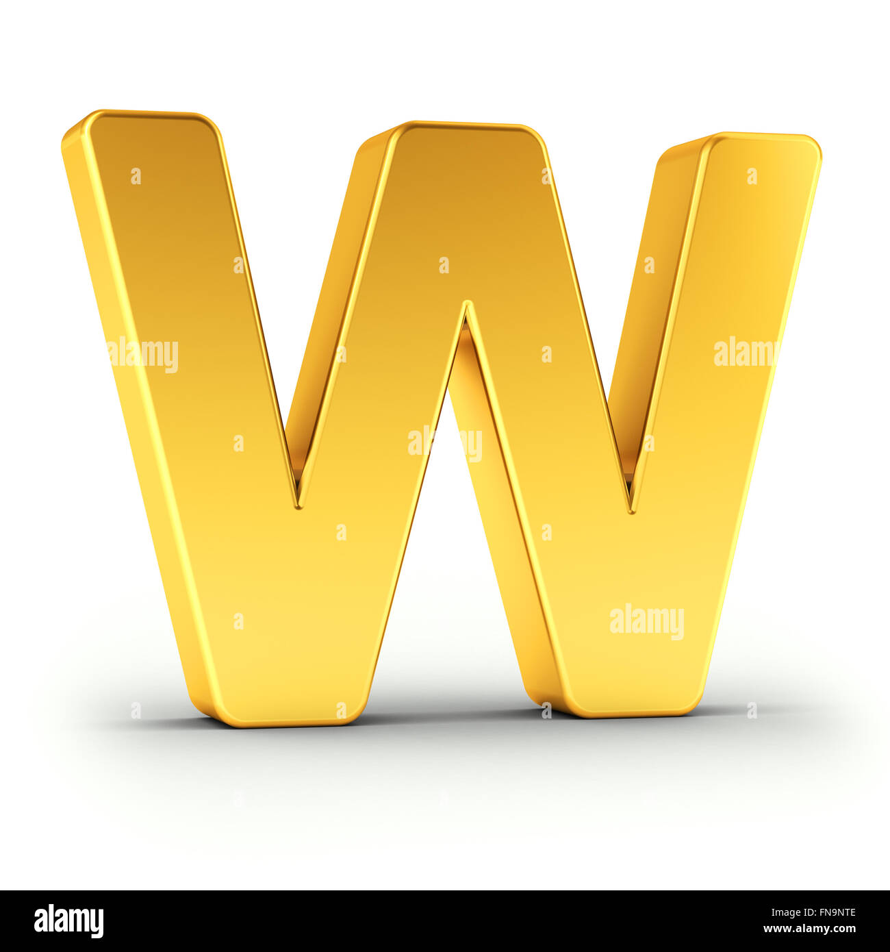 The Letter W as a polished golden object Stock Photo