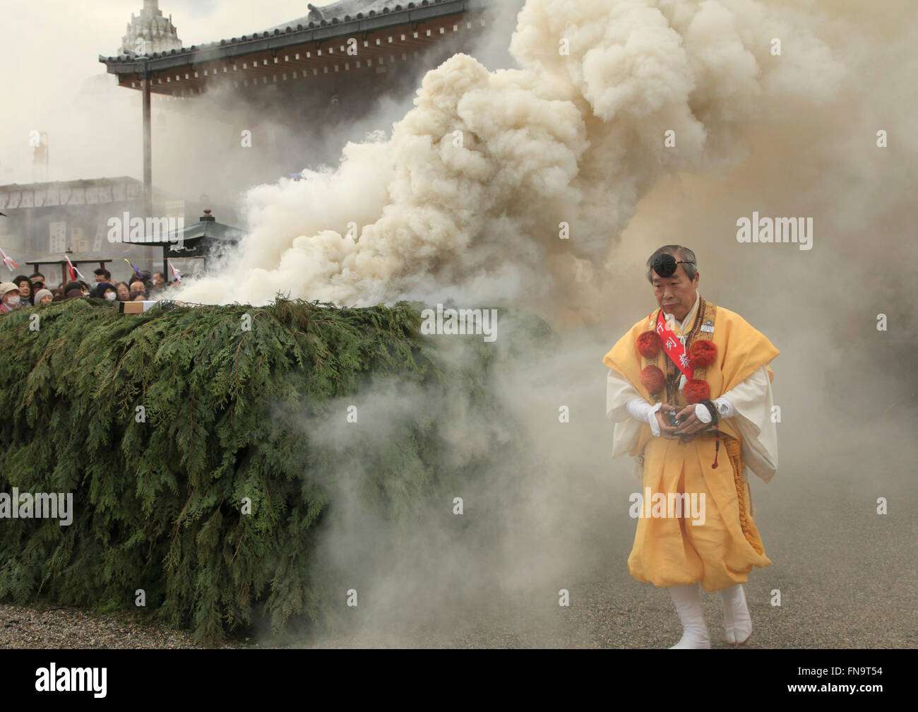 Japan; Kyoto; Mibu Temple, Setsubun Festival, fire ritual, yamabushi ...