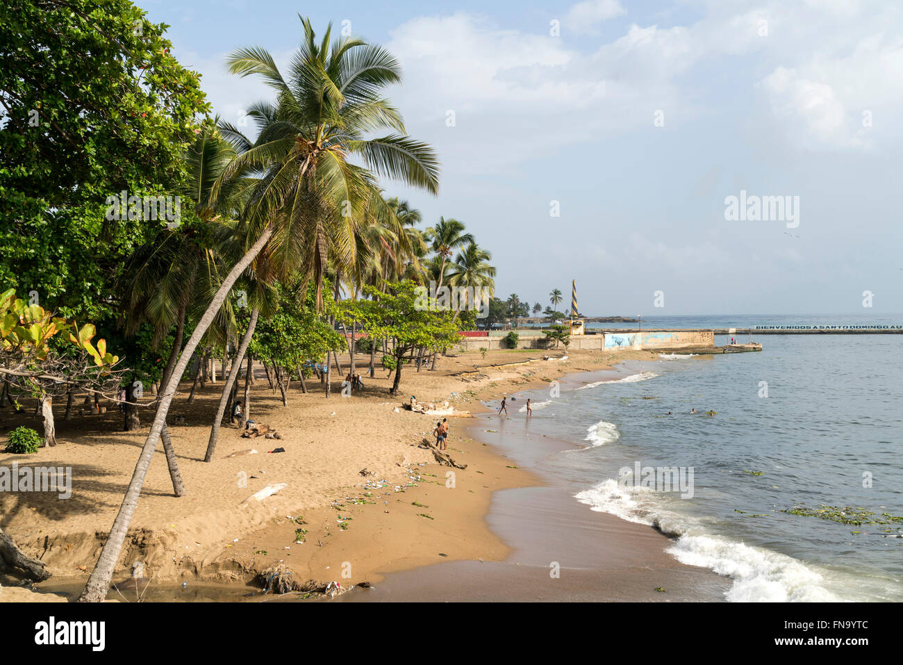 the city beach Playa  Montesinos, capital Santo Domingo,  Dominican Republic, Carribean, America, Stock Photo