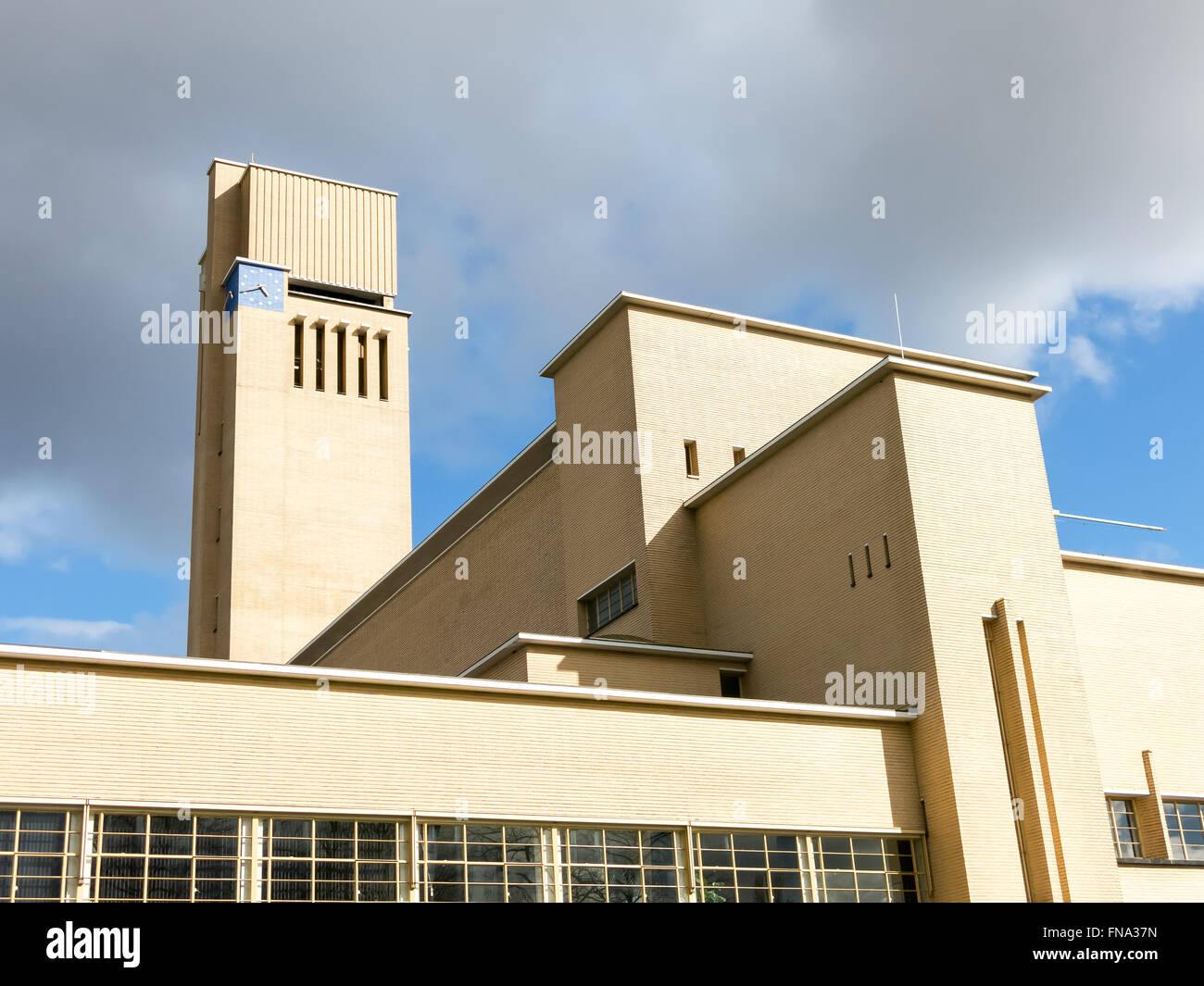 Town Hall by Dudok in Hilversum, Netherlands Stock Photo