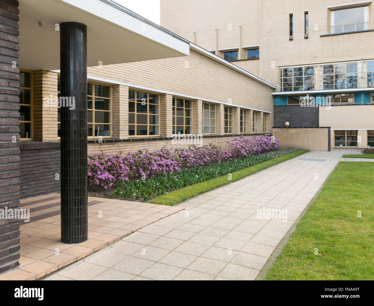 Courtyard of town hall by Dudok in Hilversum, Netherlands Stock Photo