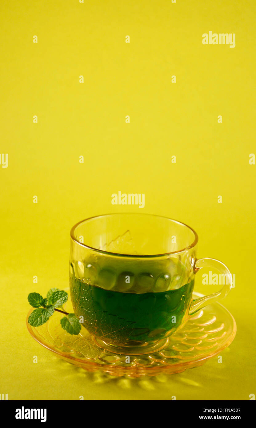 Green tea with mint leaf Stock Photo Alamy