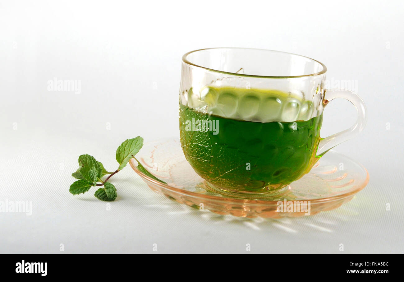 Green tea with mint leaf Stock Photo Alamy