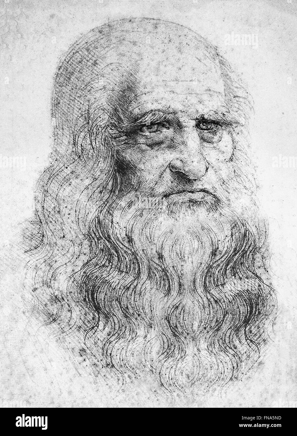 Portrait of Leonardo da Vinci, derived from a self-portrait in red chalk c.1512 Stock Photo