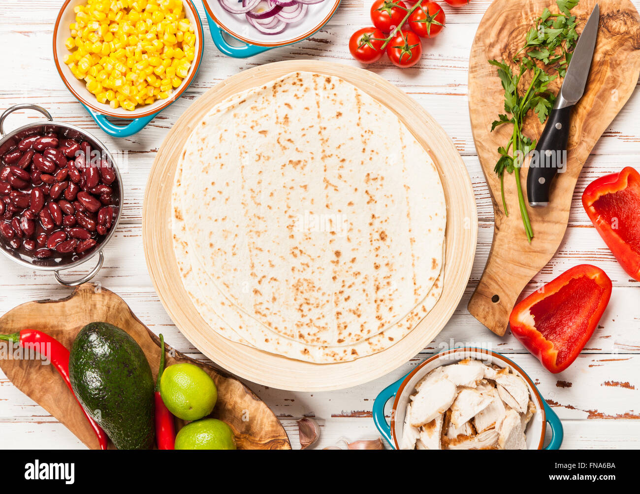 Tortilla with a mix of ingredients Stock Photo Alamy