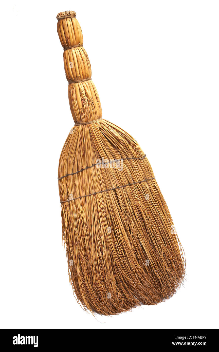 Nice new broom on a white background Stock Photo