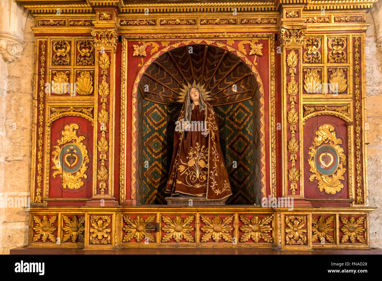 Madonna of the cathedral Basilica Menor de la Virgen de La Anunciación / Catedral Primada de America, capital Santo Domingo,  Do Stock Photo