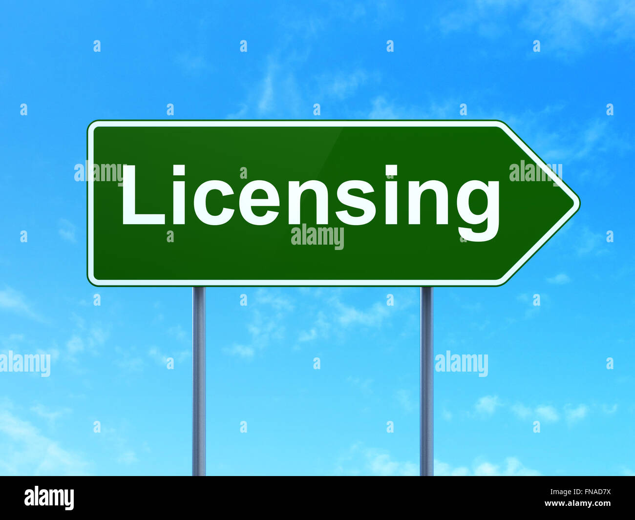 Law concept Licensing on road sign background Stock Photo Alamy