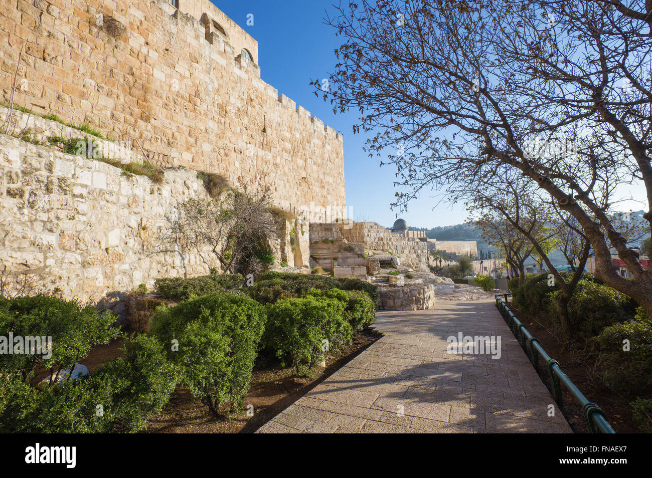 Jerusalem - south part of old town walls Stock Photo