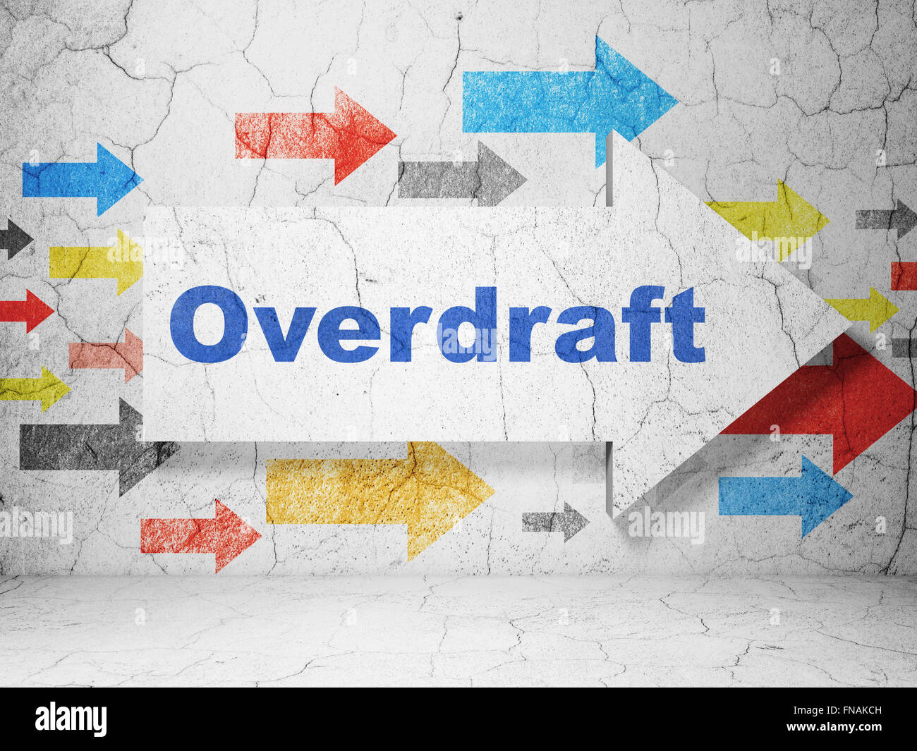 Finance concept: arrow with Overdraft on grunge wall background Stock ...