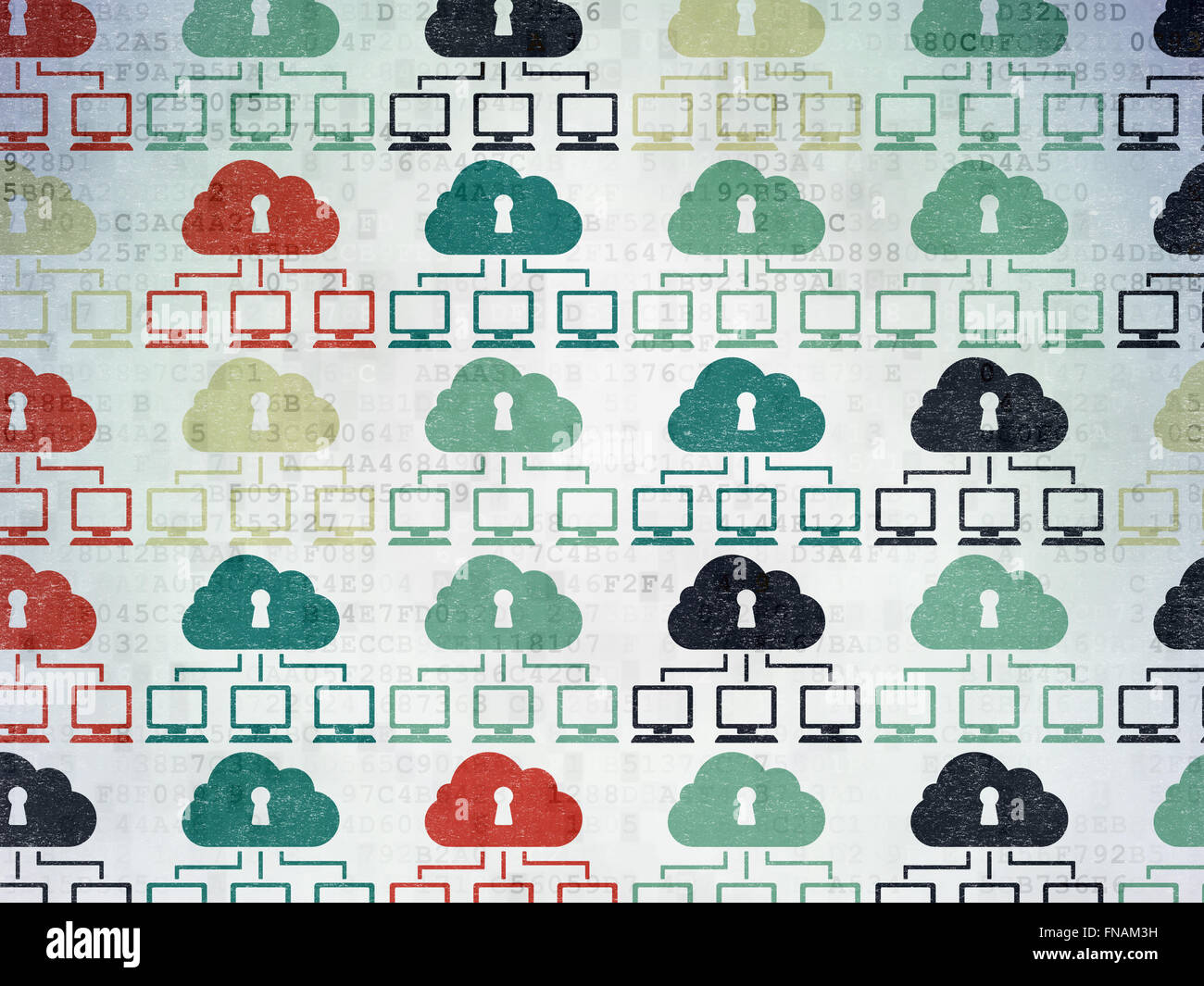 Privacy concept: Cloud Network icons on Digital Paper background Stock ...