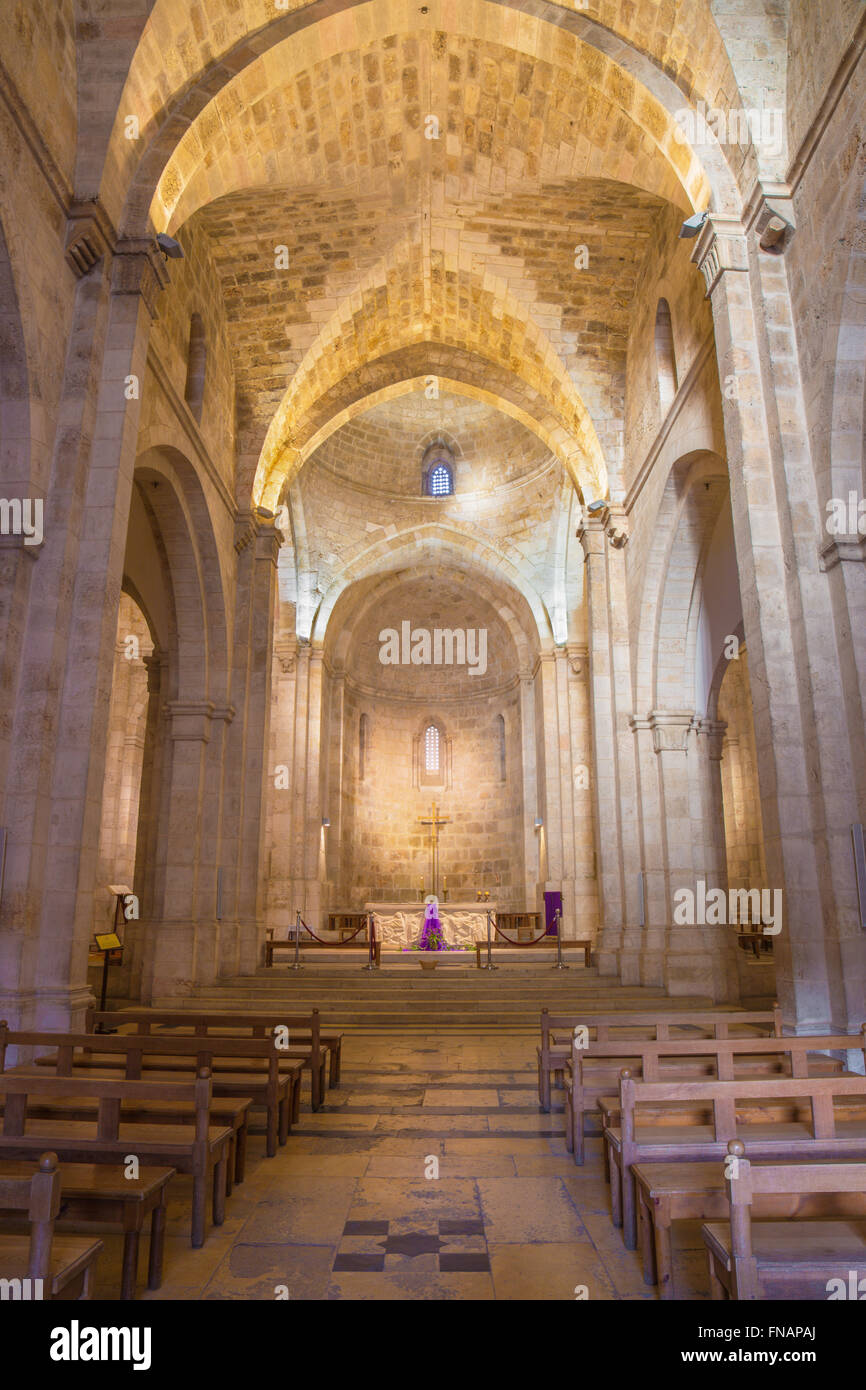 JERUSALEM, ISRAEL - MARCH 5, 2015:The gothic nave of St. Anne church Stock Photo