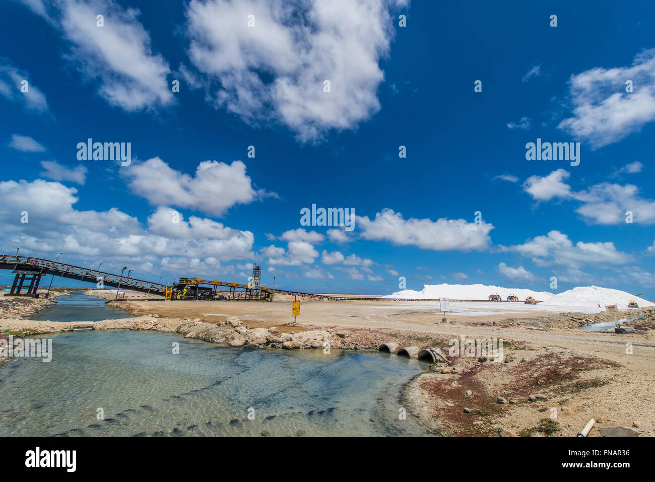 Cargill Salt factory at Bonaire Island Dutch Antilles Stock Photo
