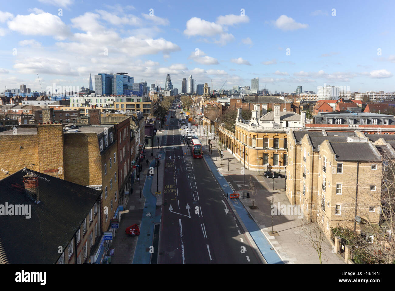 Mile End Road, Whitechapel - looking towards the City Stock Photo