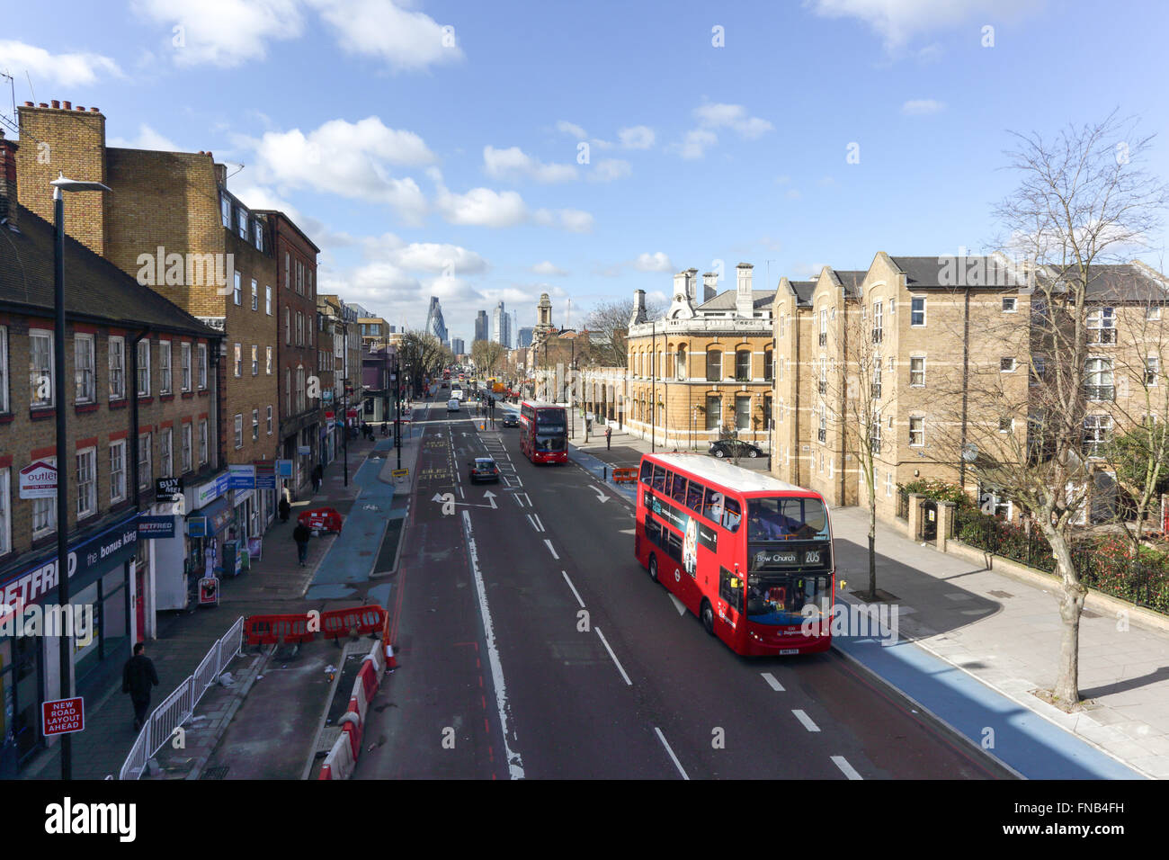 Mile End Road, Whitechapel - looking towards the City Stock Photo