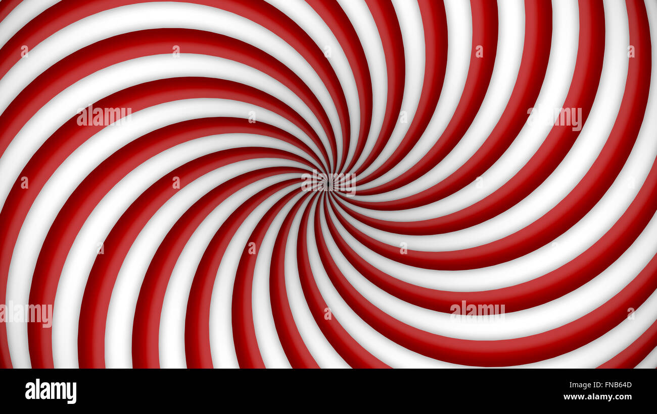 Red and white rotating hypnosis spiral (seamless loop) 3D animation Stock Photo