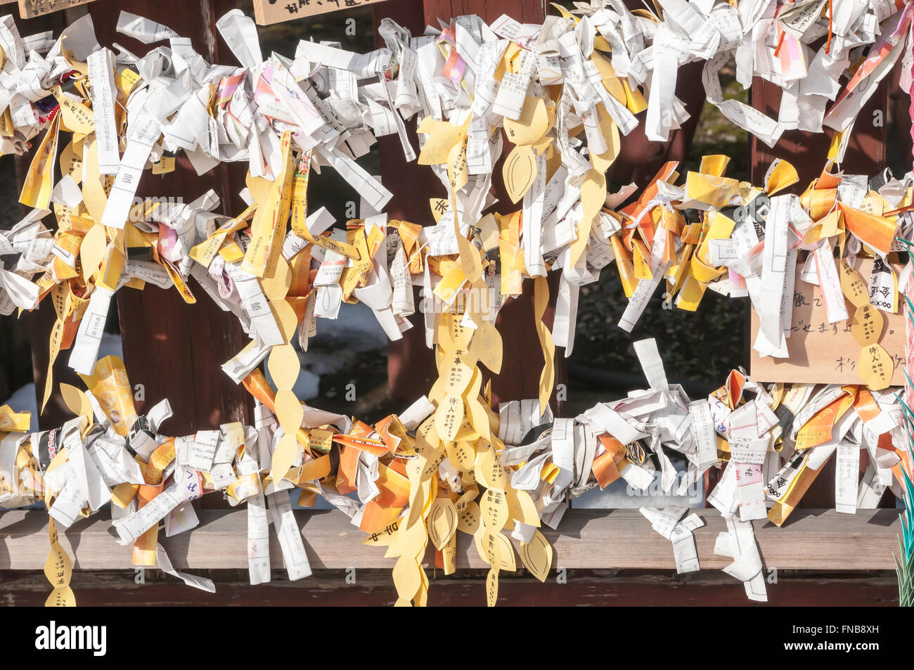 Omikuji, prayer papers, Sensoji, Buddhist temple, Asakusa, Tokyo