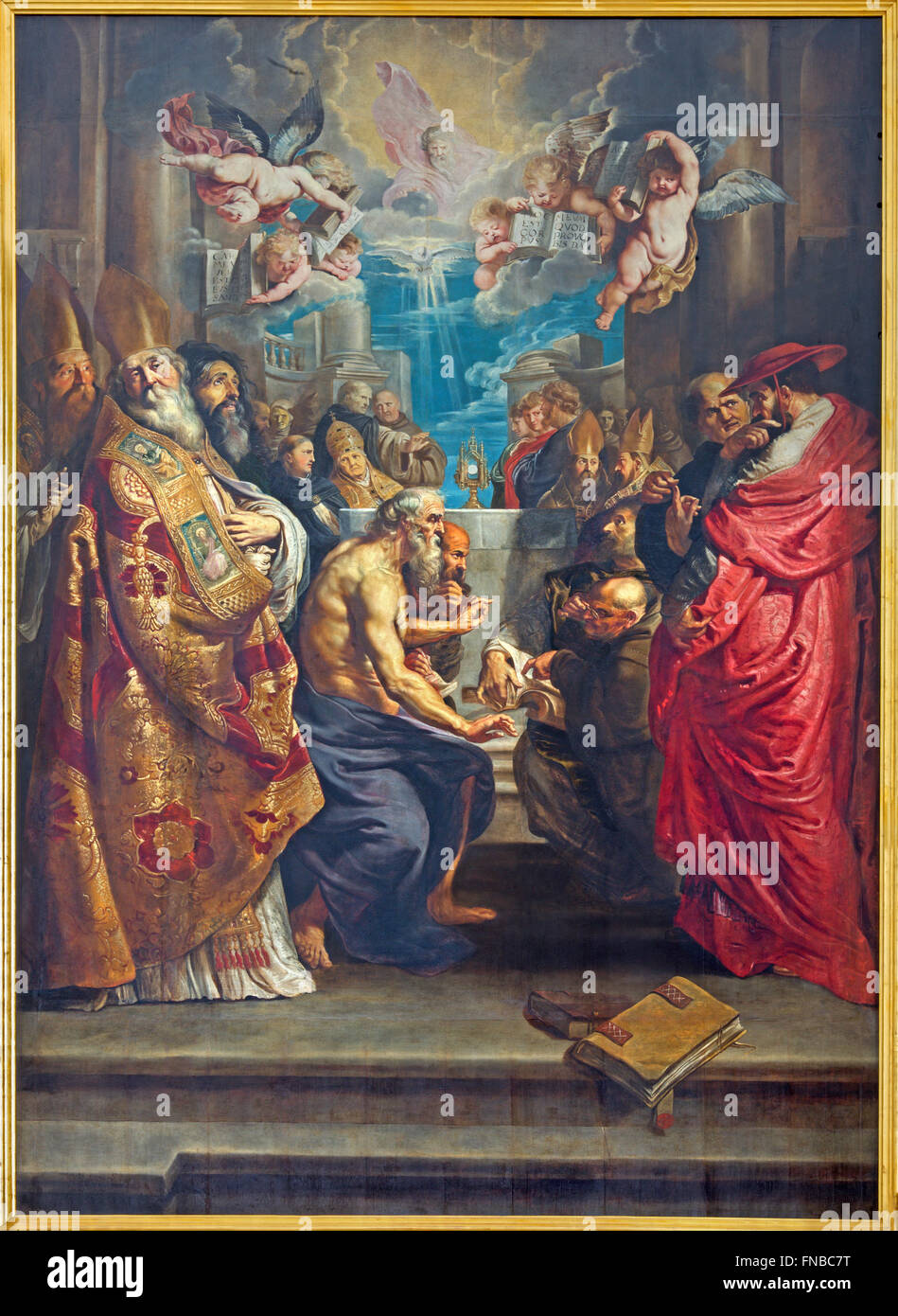 ANTWERP - SEPTEMBER 5: The Disputation of the Holy Sacrament by Peter Paul Rubens from year 1608 in St. Pauls church (Paulskerk) Stock Photo