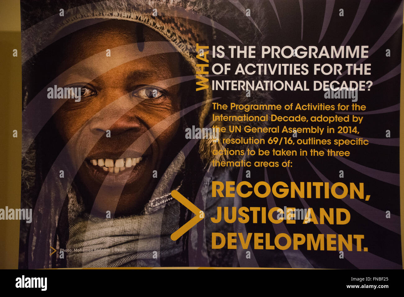 A panel from the UN exhibit for the International Decade for People of