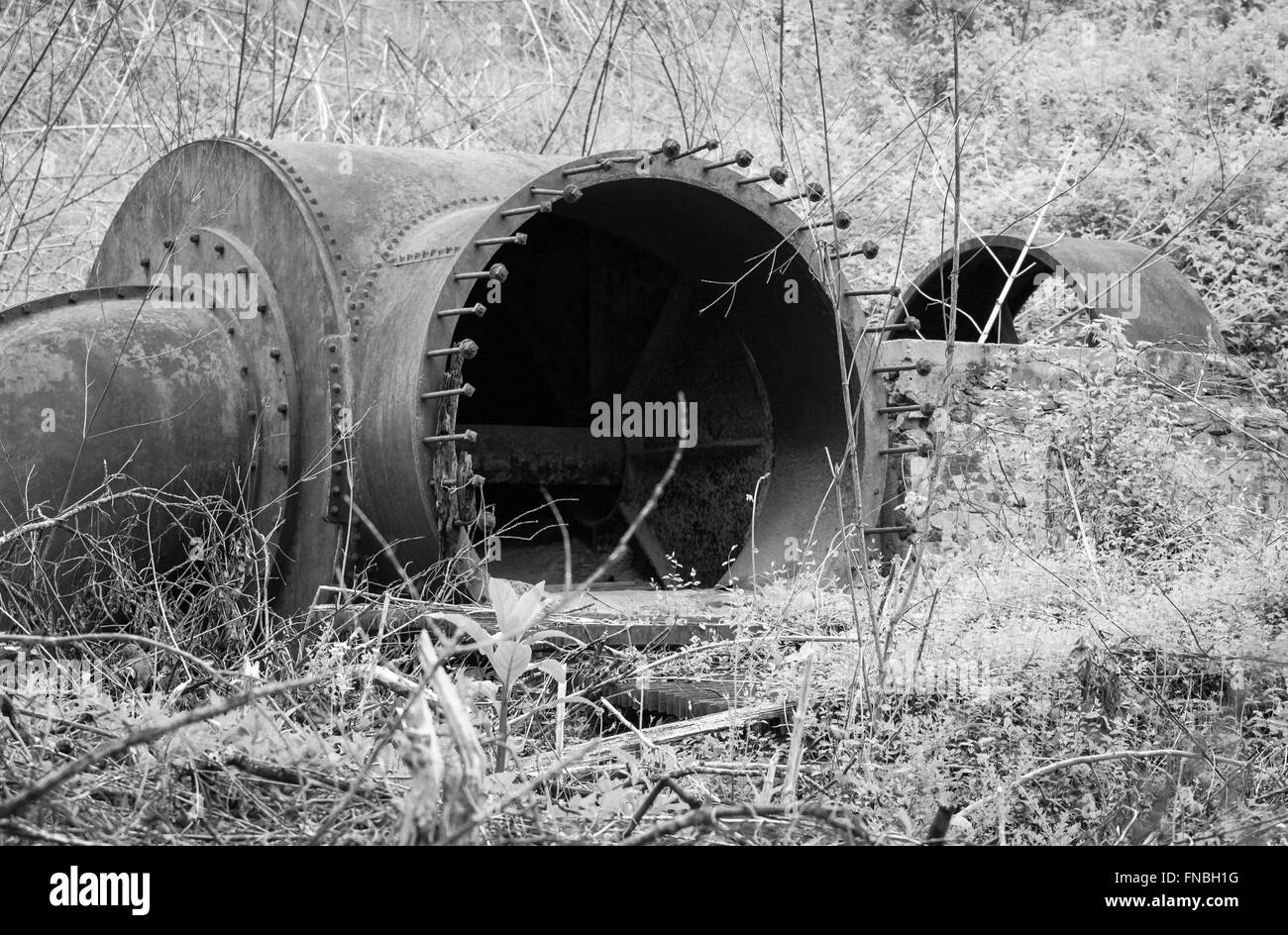 Old industrial metal machinery abandoned to rust Stock Photo