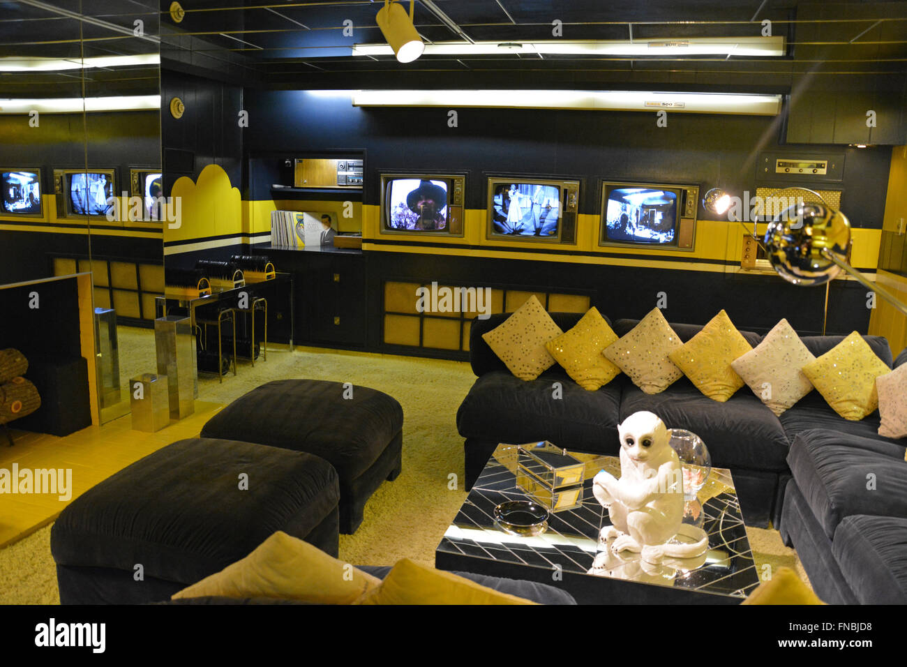 The media room at Graceland, Elvis Presley's home and now a museum in Memphis Tennessee. Stock Photo