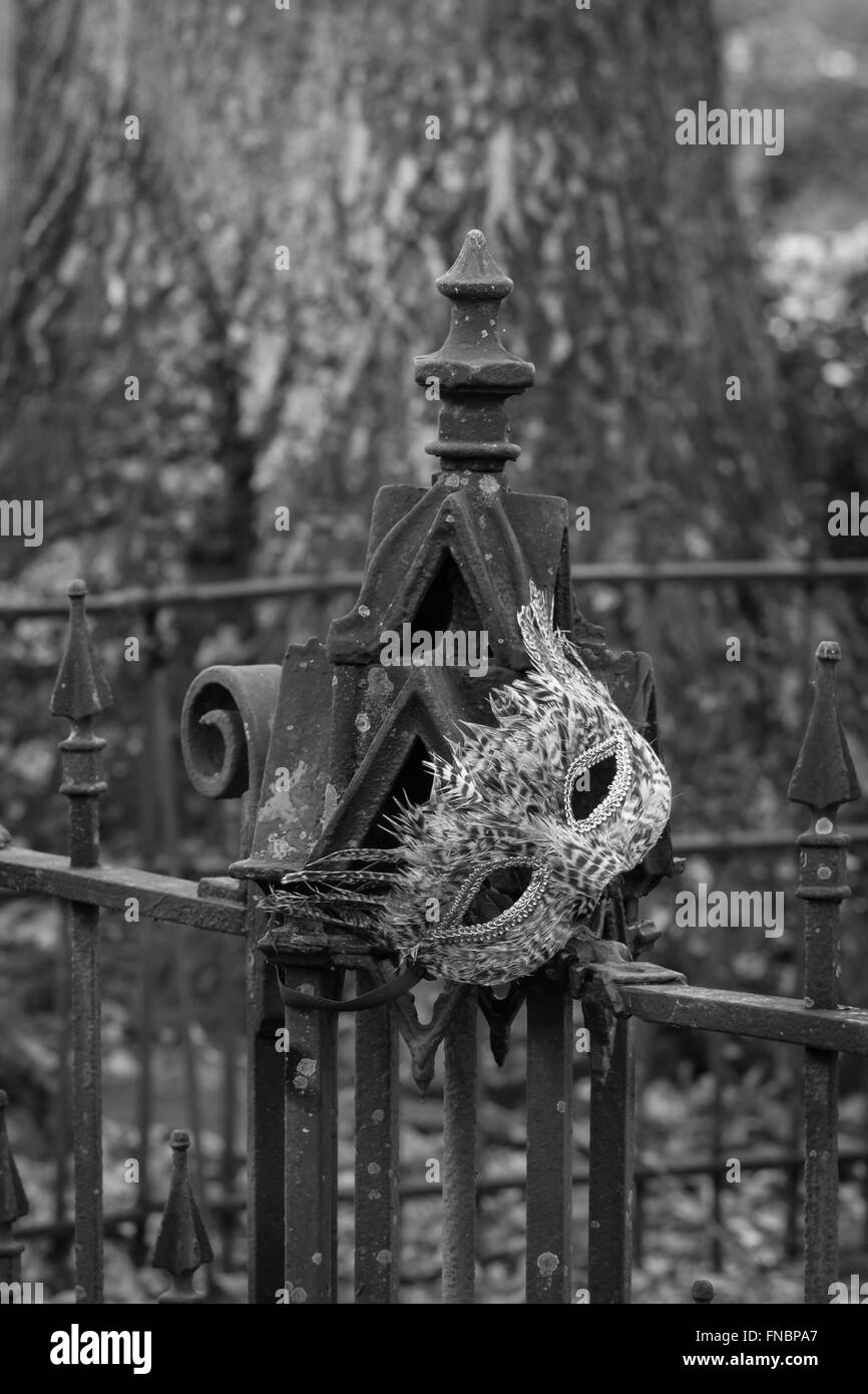 Graveyard Ironwork in black and white Stock Photo