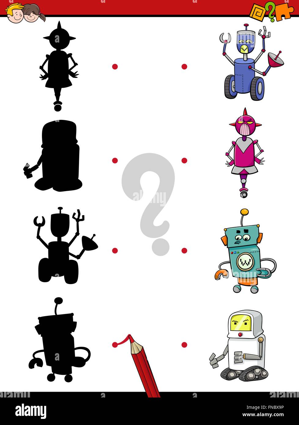 Cartoon Illustration of Find the Shadow Educational Task for Preschool ...